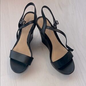 Black Wedge Sandals
